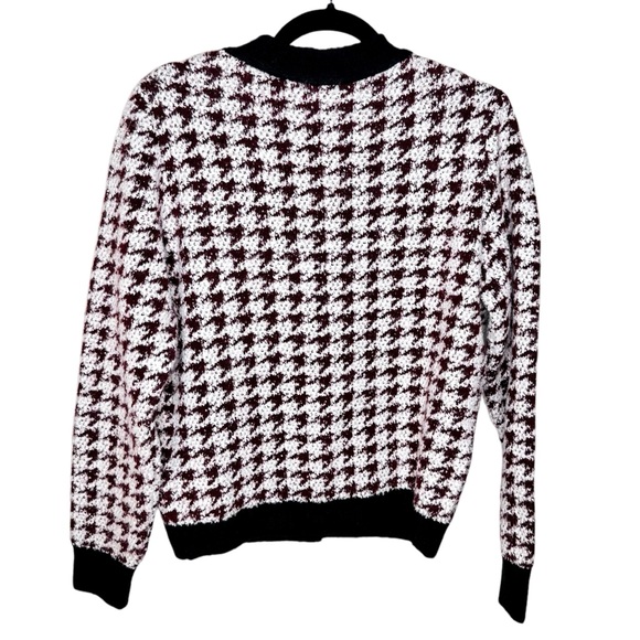 NEW Anthropologie Maeve Fuzzy Houndstooth Cardigan Sweater Small Black White - Picture 7 of 16